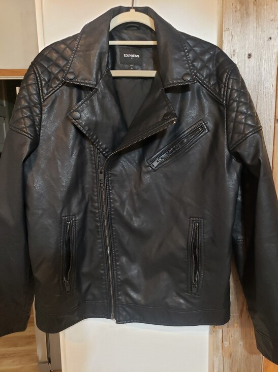 Express Other - Express Men Large Leather Moto Jacket Asymmetrical Zipper